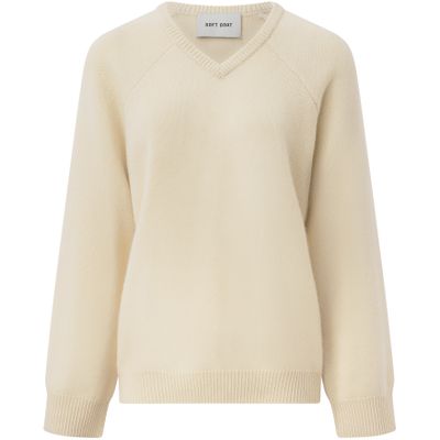 Soft Goat Oversized V-neck In Cashmere In Neutral