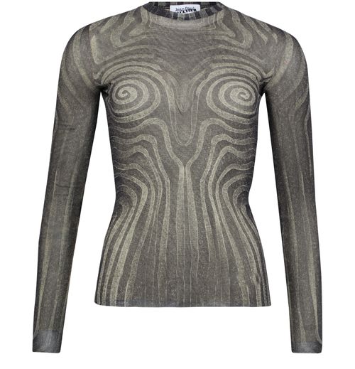 JEAN PAUL GAULTIER Spiral printed mesh long sleeves top