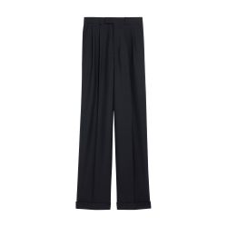 パンツ 24SS LONG WIDE TROUSERS 2/90 wool Haute Monde Textured Knit Drawstring Waist Wide Leg Pants