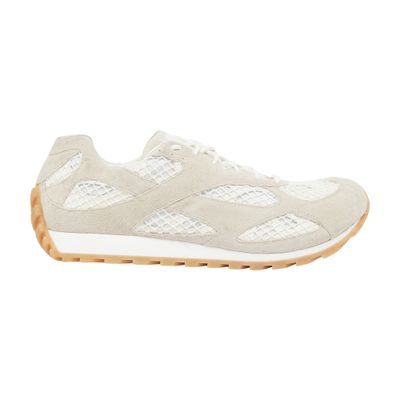 Bottega Veneta Bicolor Mesh And Suede Orbit Sneakers In Beige