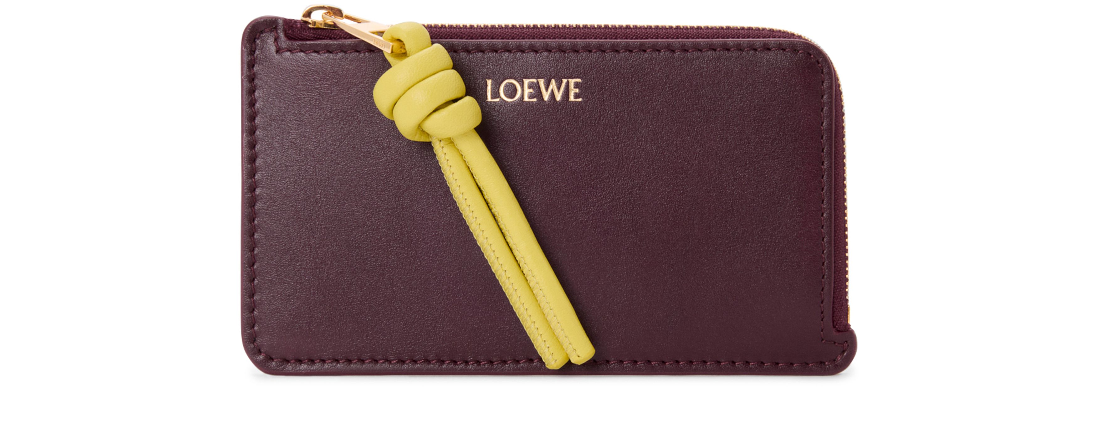 Knot shiny nappa calfskin card and coin holder