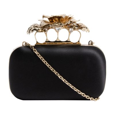 Alexander Mcqueen Carnation Clutch In Black