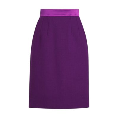 Dolce & Gabbana Wool Crepe Midi Pencil Skirt In Purple