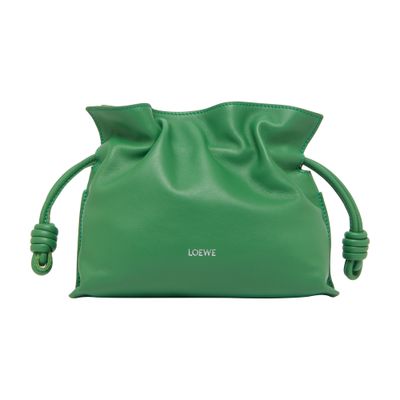 Loewe Flamenco Rabbit Detail Mini Nappa Calf Leather Clutch In Green