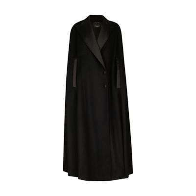 Dolce & Gabbana Single-breasted Wool And Cashmere Cape In Black