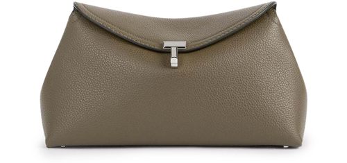 TOTEME T-Lock grained leather clutch bag