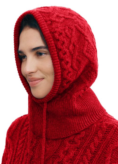 BOMPARD Cable knit balaclava with drawstring