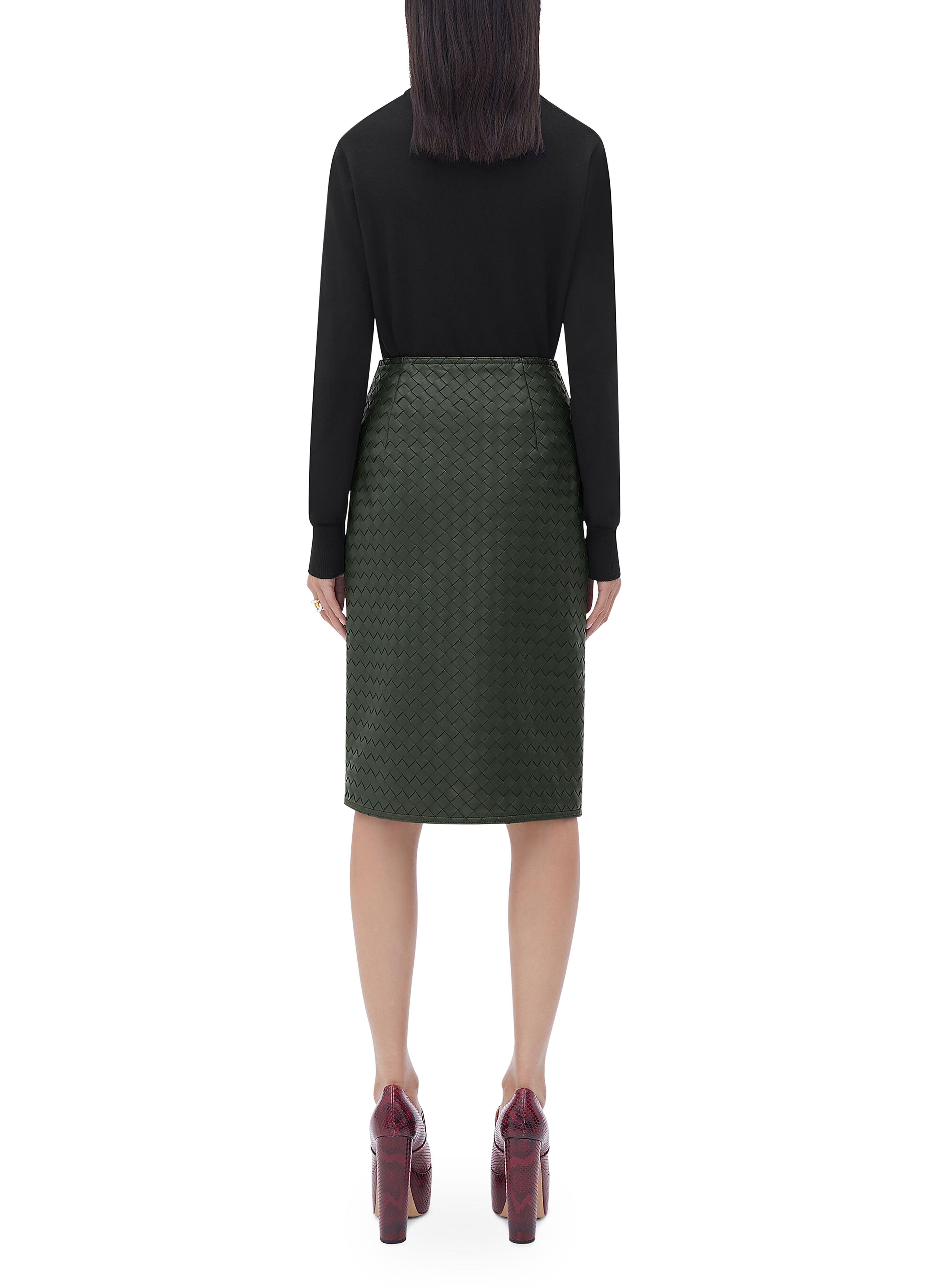 Intrecciato leather skirt thumbnail 6