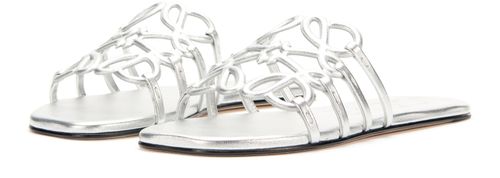 LOEWE Anagram Petal laminate lamb leather sandals