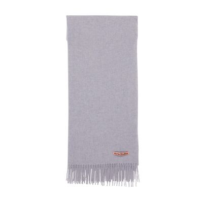 Shop Acne Studios Fringe Wool Oversized Scarf In Powder_blue_melange