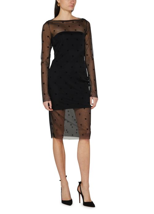 GIVENCHY Robe midi en dentelle 4G et strass