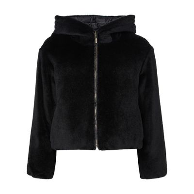 Max Mara Hooded Zip-up Jacket In Black