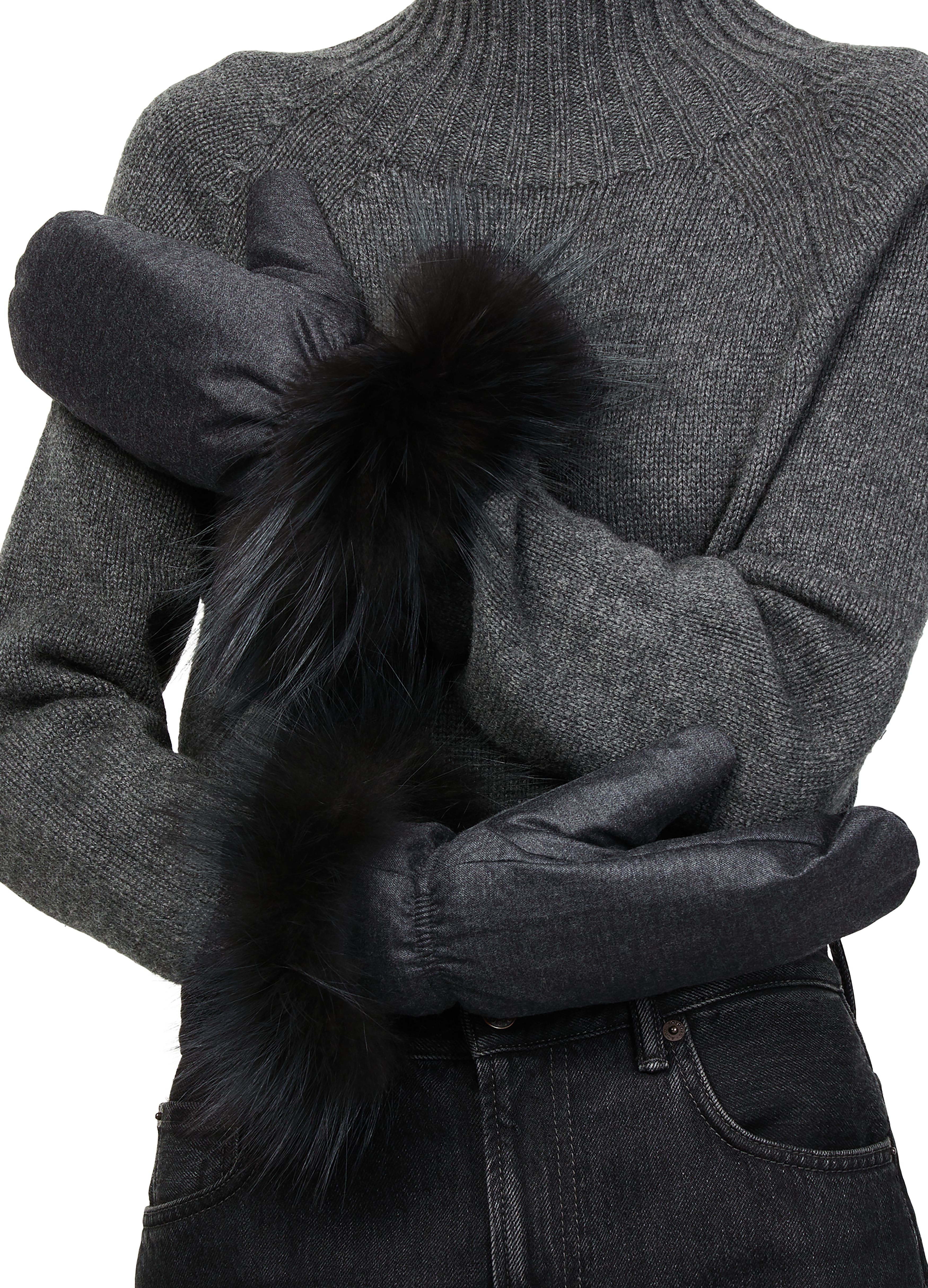 Puffer jacket with a fox fur collar thumbnail 7