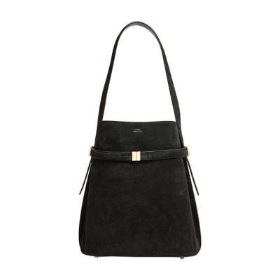 Totême Belted Suede Bucket Bag In Black