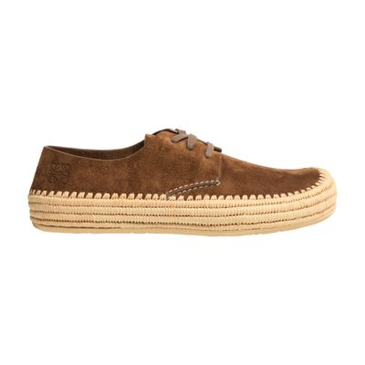 Rio lace up espadrilles in suede and raffia