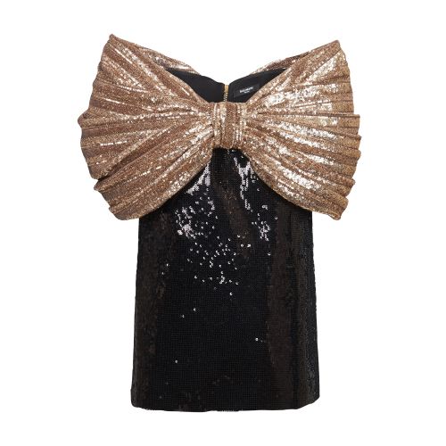 Oversized bow sequin dress