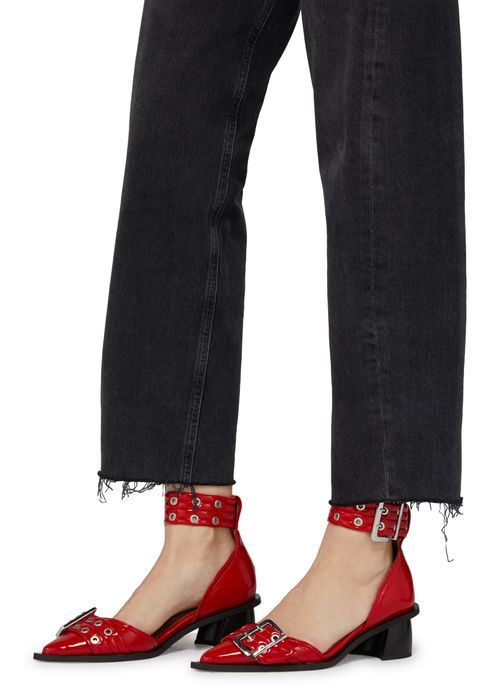 GANNI Naplack buckle open cut pumps