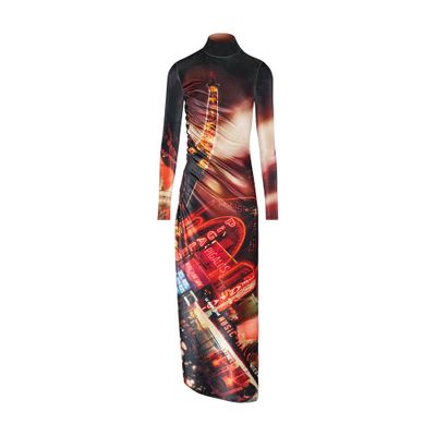Jean Paul Gaultier Mesh Dress With High Neck And Long Sleeves In Black