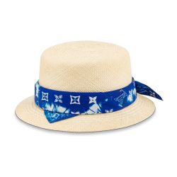 LOUIS VUITTON ストローハット スカーフ付き ストローハット VUITTON スカーフ付き LOUIS