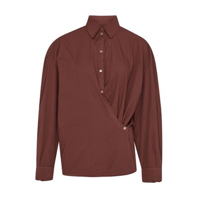 Shop Lemaire Straight Collar Twisted Shirt In Brown