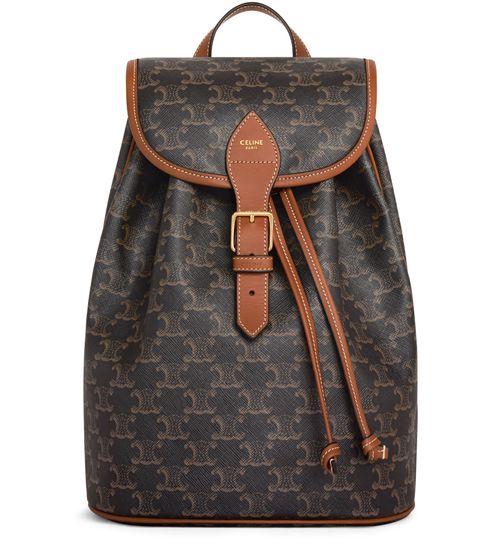 CELINE Folco medium backpack in triomphe canvas and calf leather