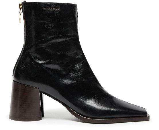 Women s Vegetable tanned increspato leather ankle boots MARINE