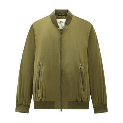 Woolrich Stretch Matt Finish Nylon Bomber Jacket In Green