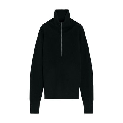 Lemaire Half Zip Sweater In Black