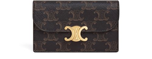 CELINE Long card holder with flap in Triomphe canvas