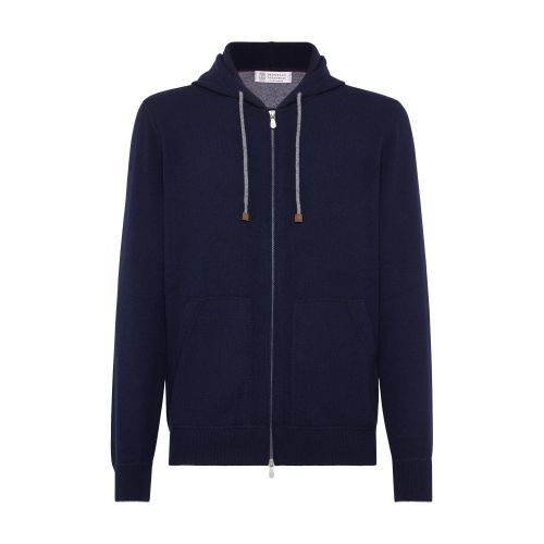 Brunello Cucinelli Sweatshirt Style Cardigan In Bleu_marine