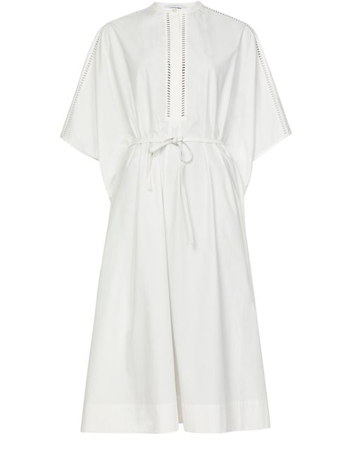 YVES SALOMON Cotton poplin and leather tunic dress