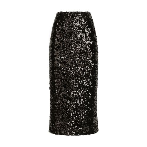 Sequined calf-length skirt