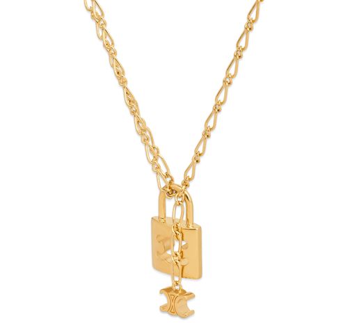 CELINE Collier Triomphe lock en laiton doré