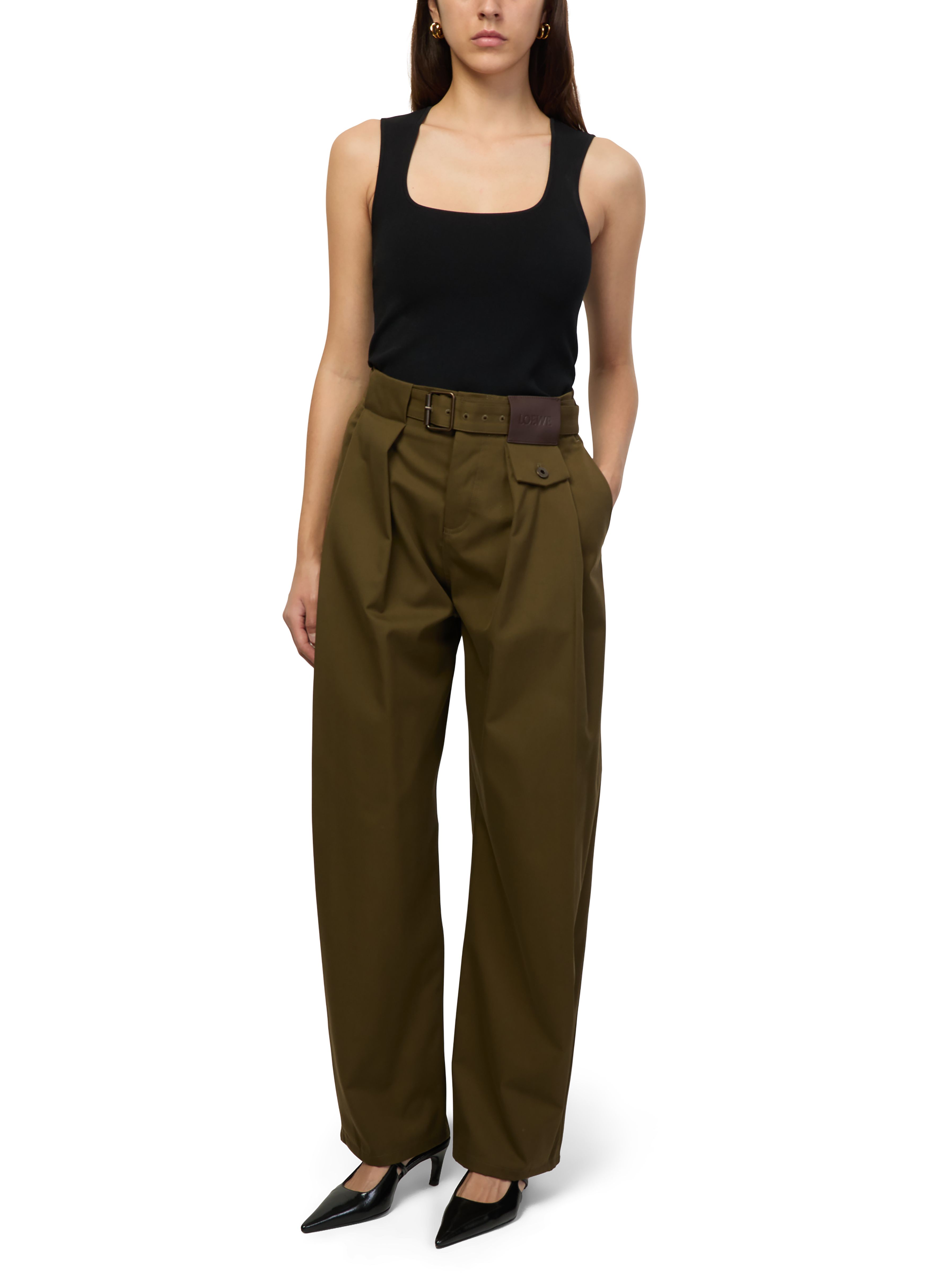 Cotton and silk straight-leg trousers thumbnail 5