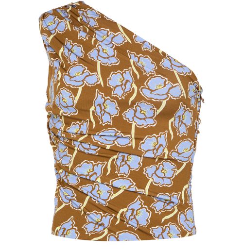 VERSACE Strech crepe jersey print poppies allover top