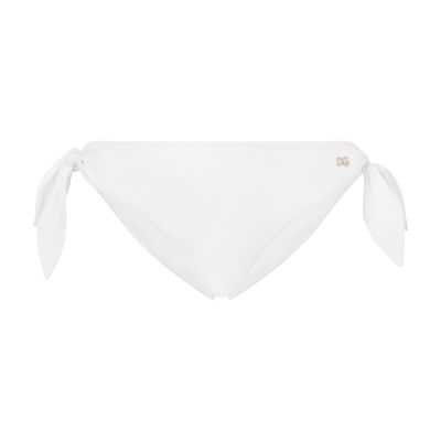 Shop Dolce & Gabbana Tie Bikini Bottoms In Optical White