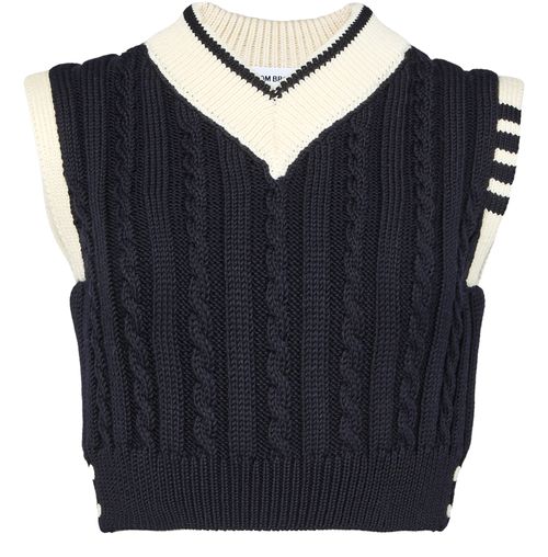 THOM BROWNE 4Bar-Pullover mit V-Ausschnitt