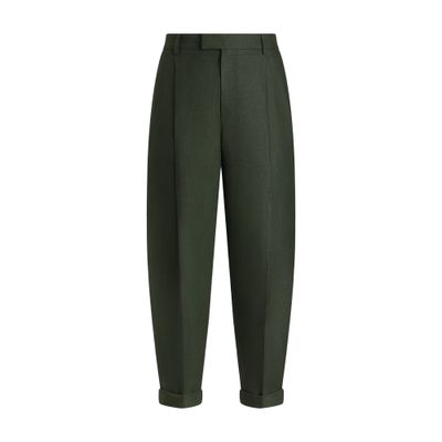 Dolce & Gabbana Linen Fabric Pants In Green