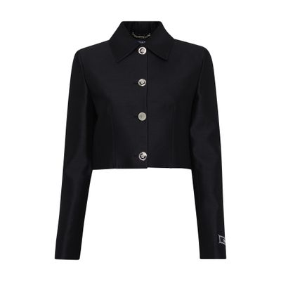 Shop Versace Structured Jacket With Collar In Black