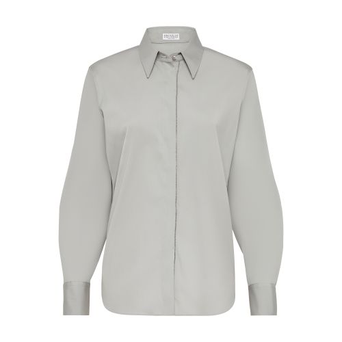 Shop Brunello Cucinelli Stretchy Poplin Shirt In Gris_moyen