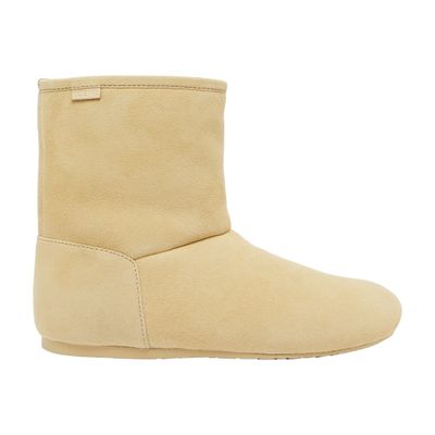 Loewe Lago Suede Shearling Cozy Boots In Beige