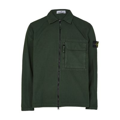 Stone Island Zipped Shirt In Green