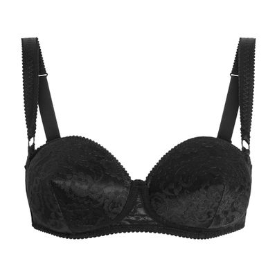 Dolce & Gabbana Lace-trimmed Silk-blend Satin Balconette Bra In Black