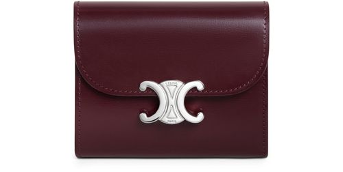 CELINE Triomphe small flap in shiny calfskin wallet