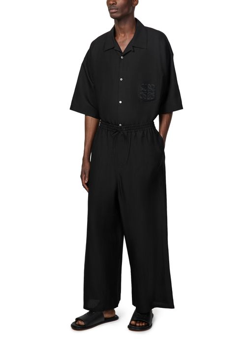 LOEWE Cropped viscose and linen pants