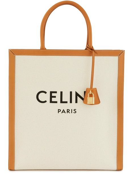 Vertical Cabas Celine in Canvas with Celine Print and Calfskin - CELINE