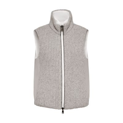 Brunello Cucinelli Ribbed-knit Padded Gilet In Grey