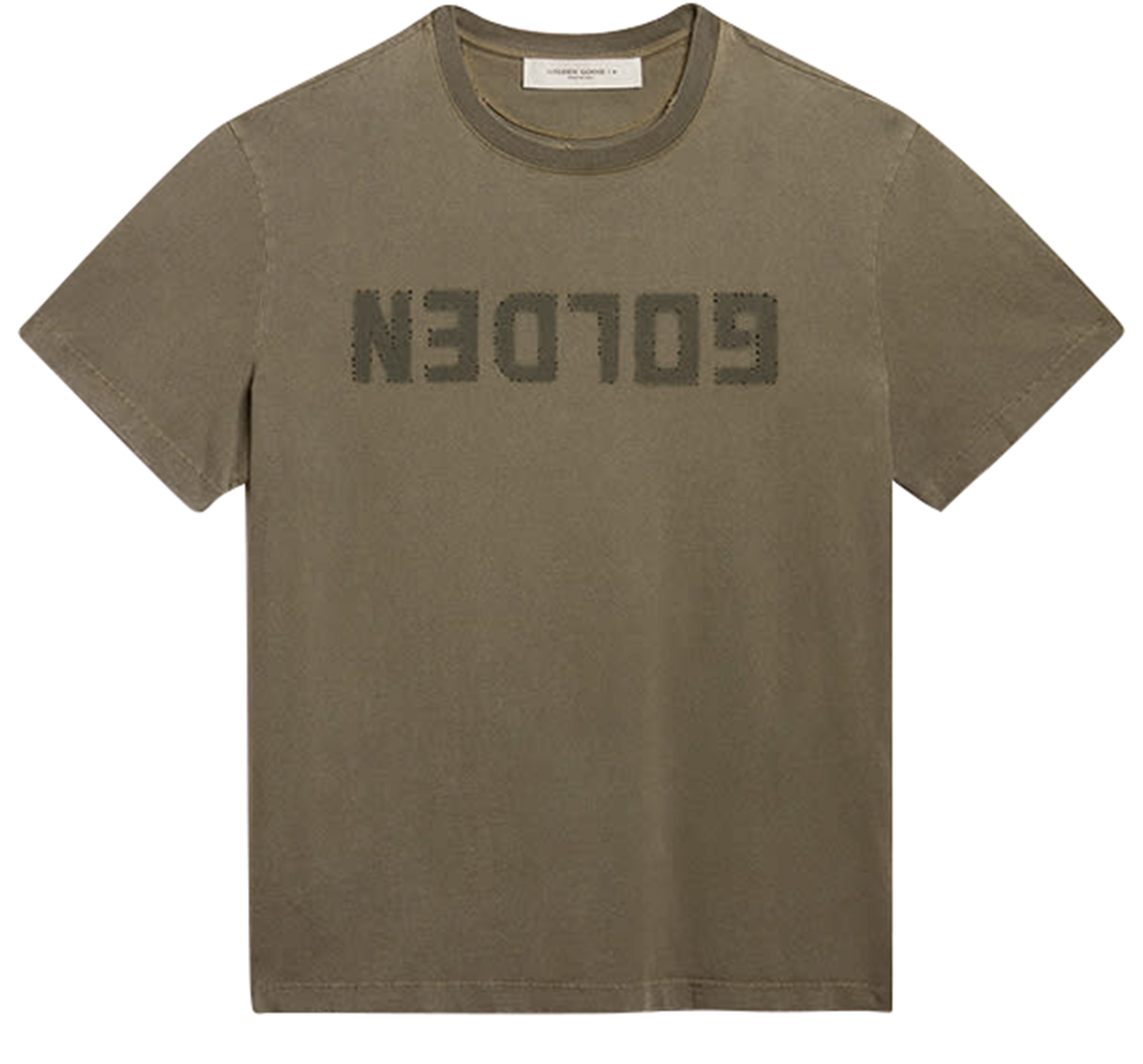 Golden Goose Women's Green T-Shirt With Golden Lettering
