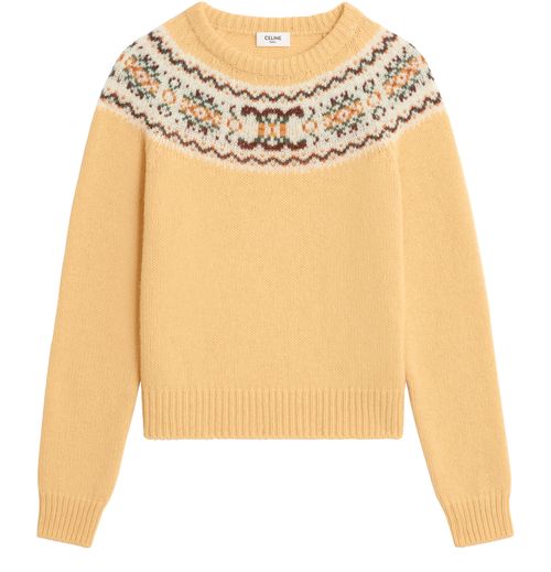 CELINE Pull col rond en laine Fair Isle Triomphe