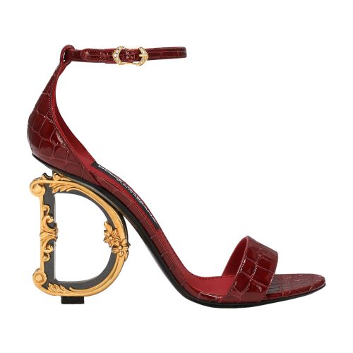 Shop Dolce & Gabbana Crocodile-print Baroque Dg Sandals In Dark_red